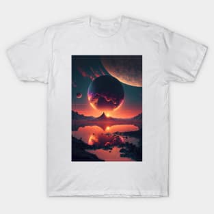 Sunset on mars colony T-Shirt